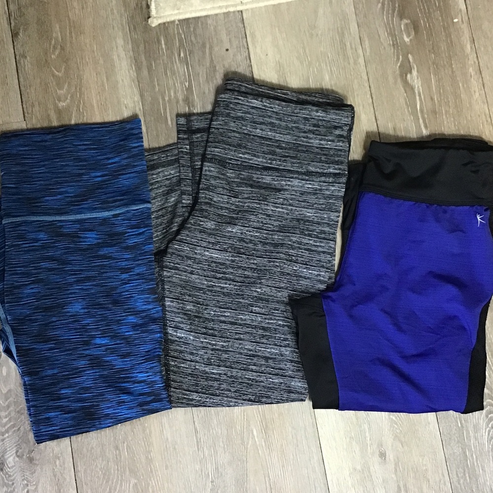 Lot of 3 size medium exercise pants work out leggings black blue